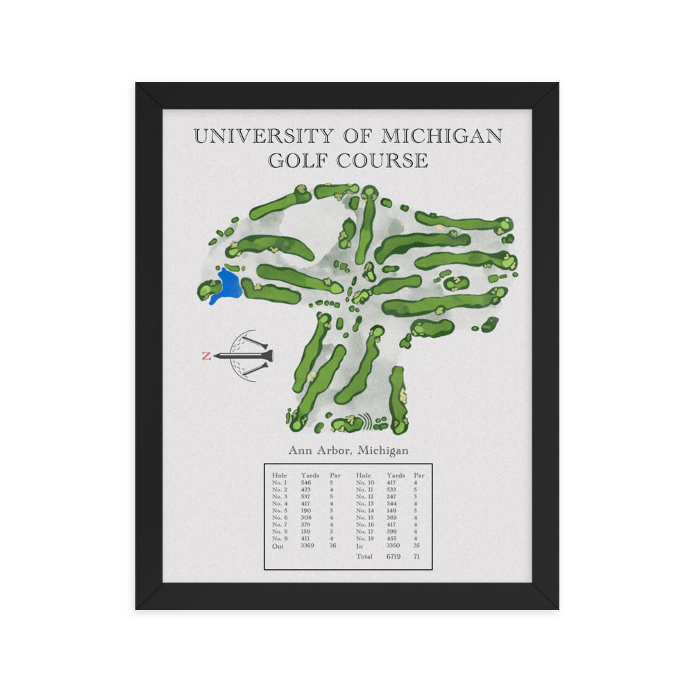 University of Michigan Golf Course, Michigan - Golf Course Print - PARZ ONLY GOLF PRINTS