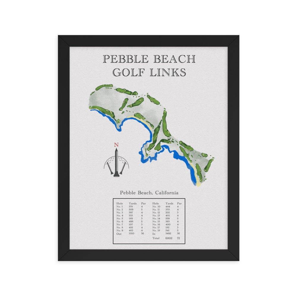 Pebble Beach Golf Links, California - Golf Course Print - PARZ ONLY GOLF PRINTS