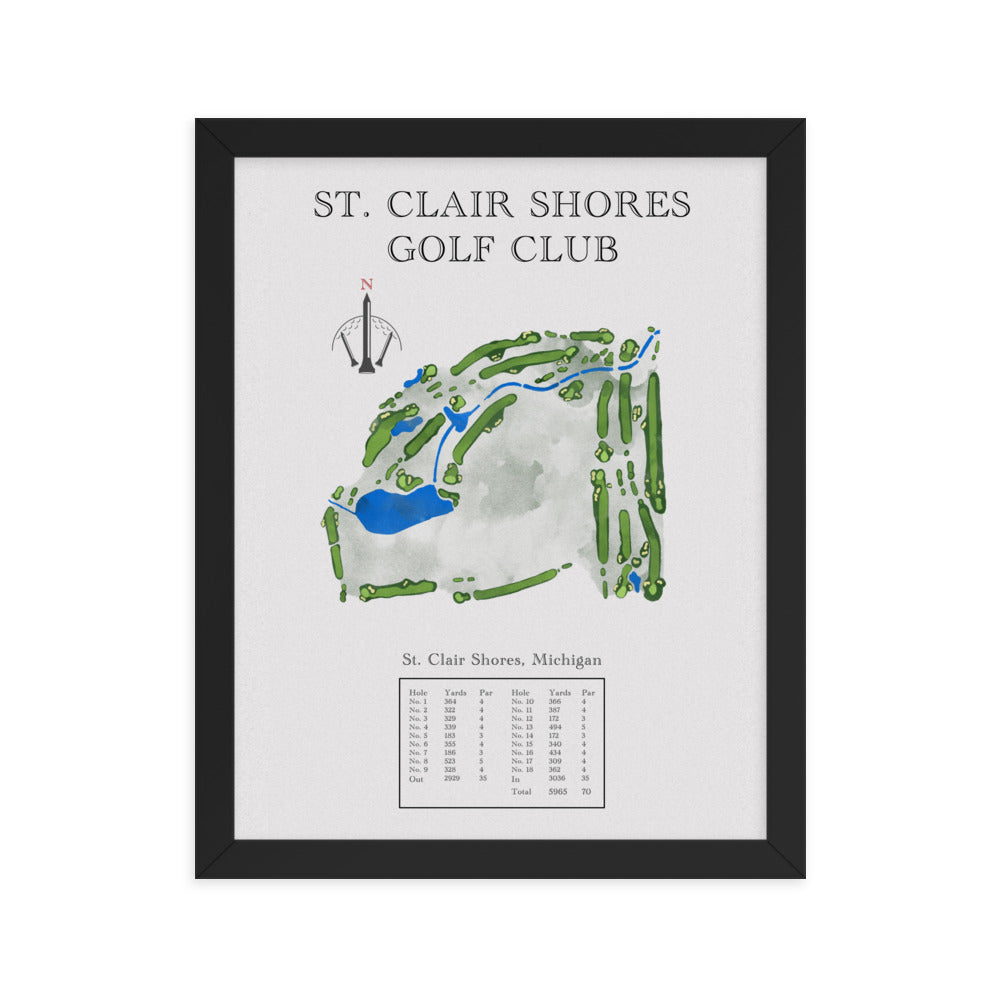 St. Clair Shores Golf Club, Michigan - Golf Course Print - PARZ ONLY GOLF PRINTS