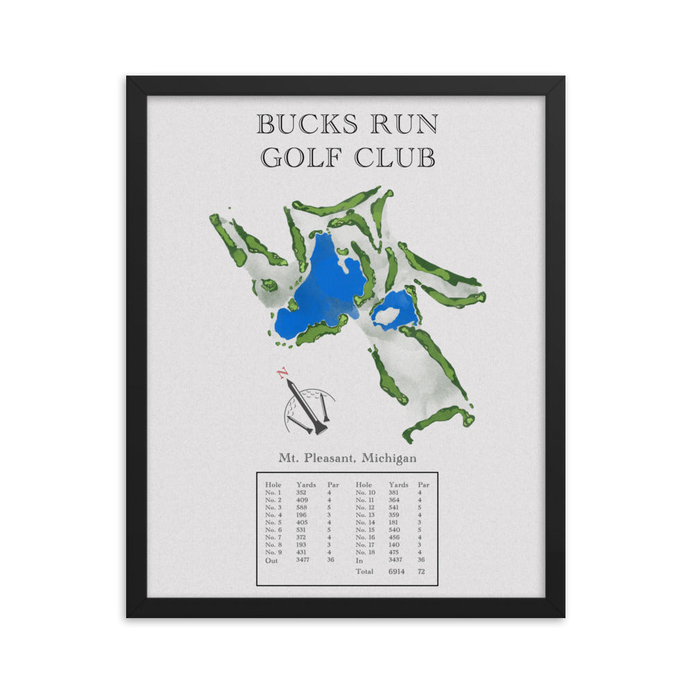 Bucks Run Golf Club, Michigan - Golf Course Print - PARZ ONLY GOLF PRINTS