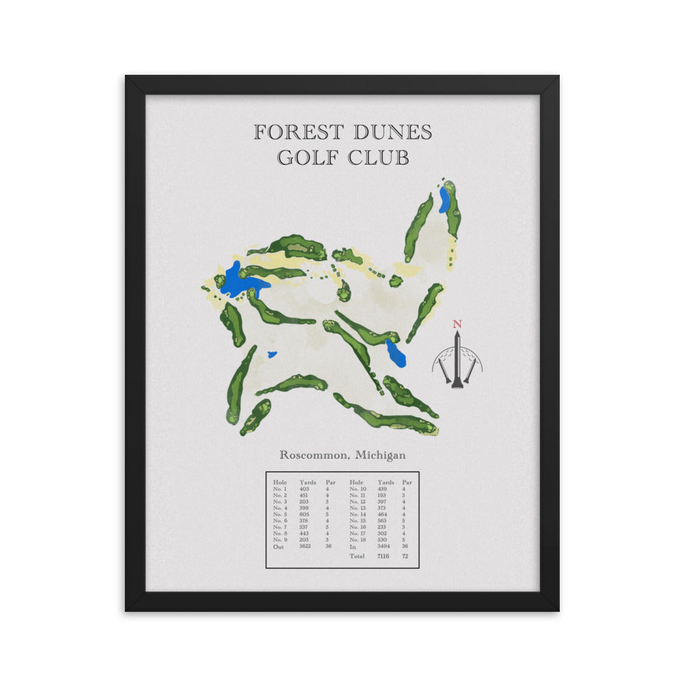 Forest Dunes Golf Club, Michigan - Golf Course Print - PARZ ONLY GOLF PRINTS