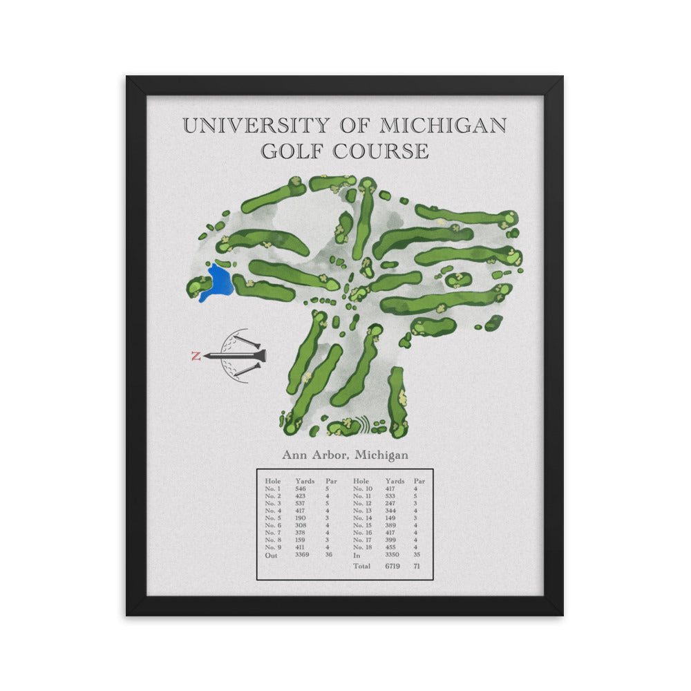 University of Michigan Golf Course, Michigan - Golf Course Print - PARZ ONLY GOLF PRINTS