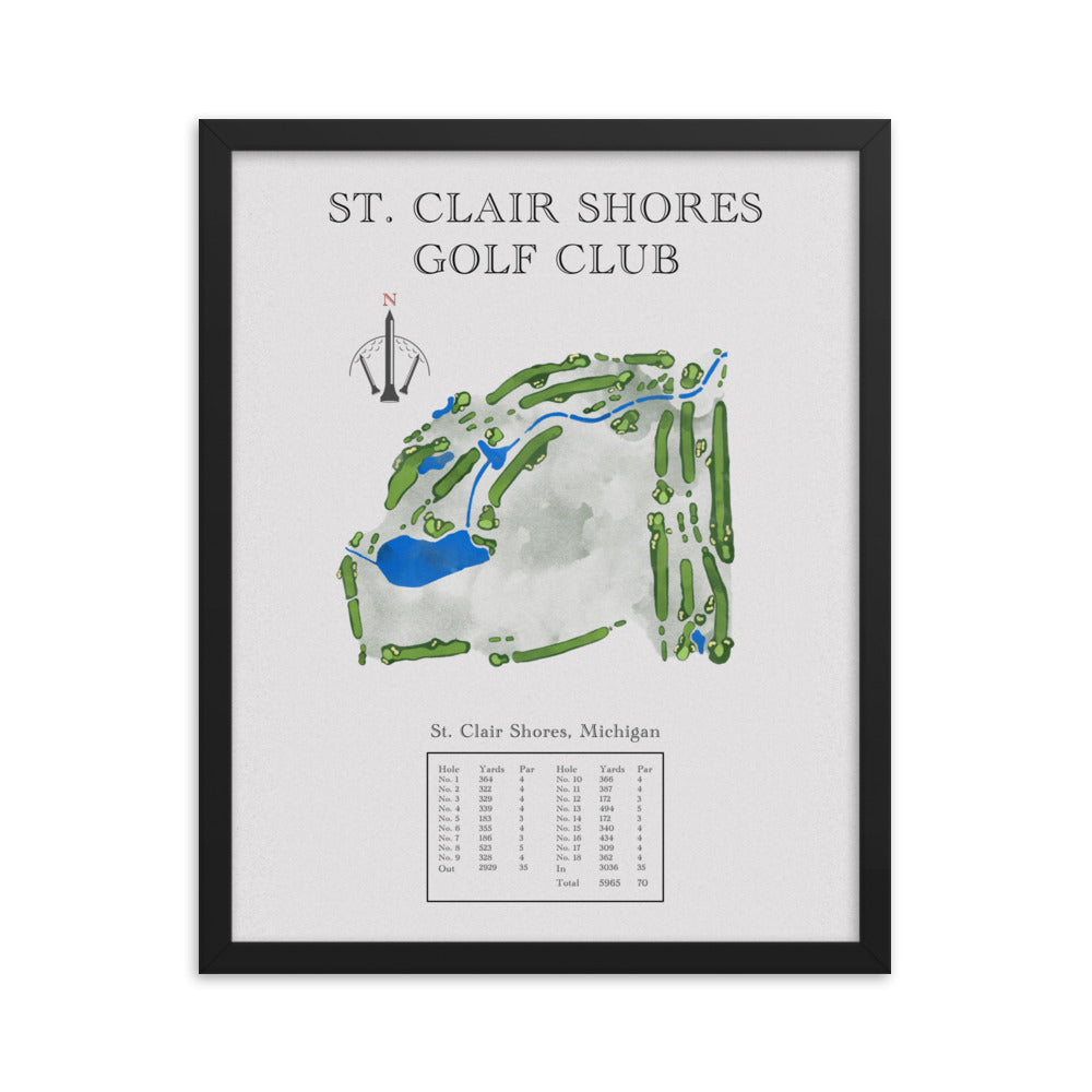 St. Clair Shores Golf Club, Michigan - Golf Course Print - PARZ ONLY GOLF PRINTS