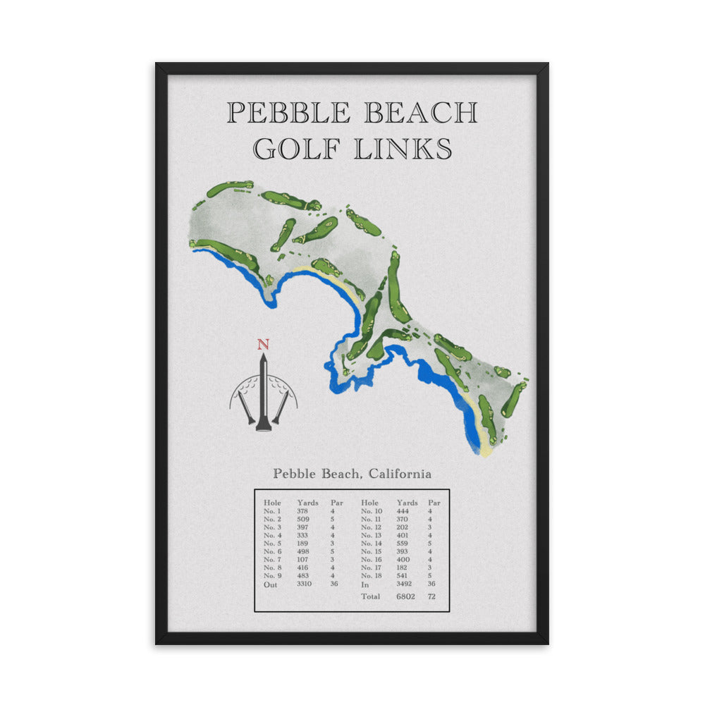 Pebble Beach Golf Links, California - Golf Course Print - PARZ ONLY GOLF PRINTS