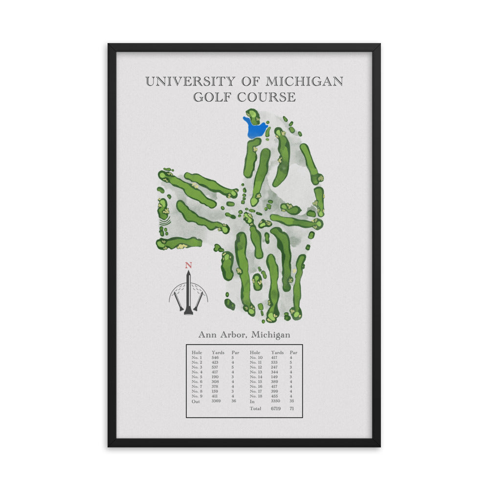 University of Michigan Golf Course, Michigan - Golf Course Print - PARZ ONLY GOLF PRINTS