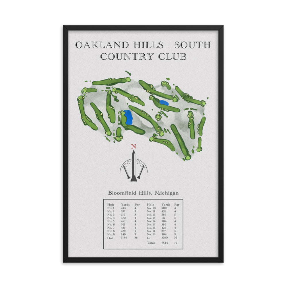 Oakland Hills South, Country Club, Michigan - Golf Course Print - PARZ ONLY GOLF PRINTS
