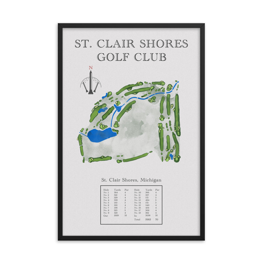 St. Clair Shores Golf Club, Michigan - Golf Course Print - PARZ ONLY GOLF PRINTS