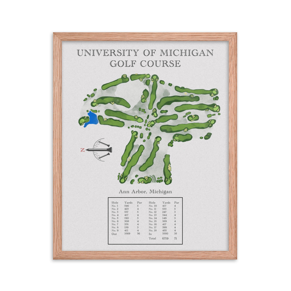 University of Michigan Golf Course, Michigan - Golf Course Print - PARZ ONLY GOLF PRINTS