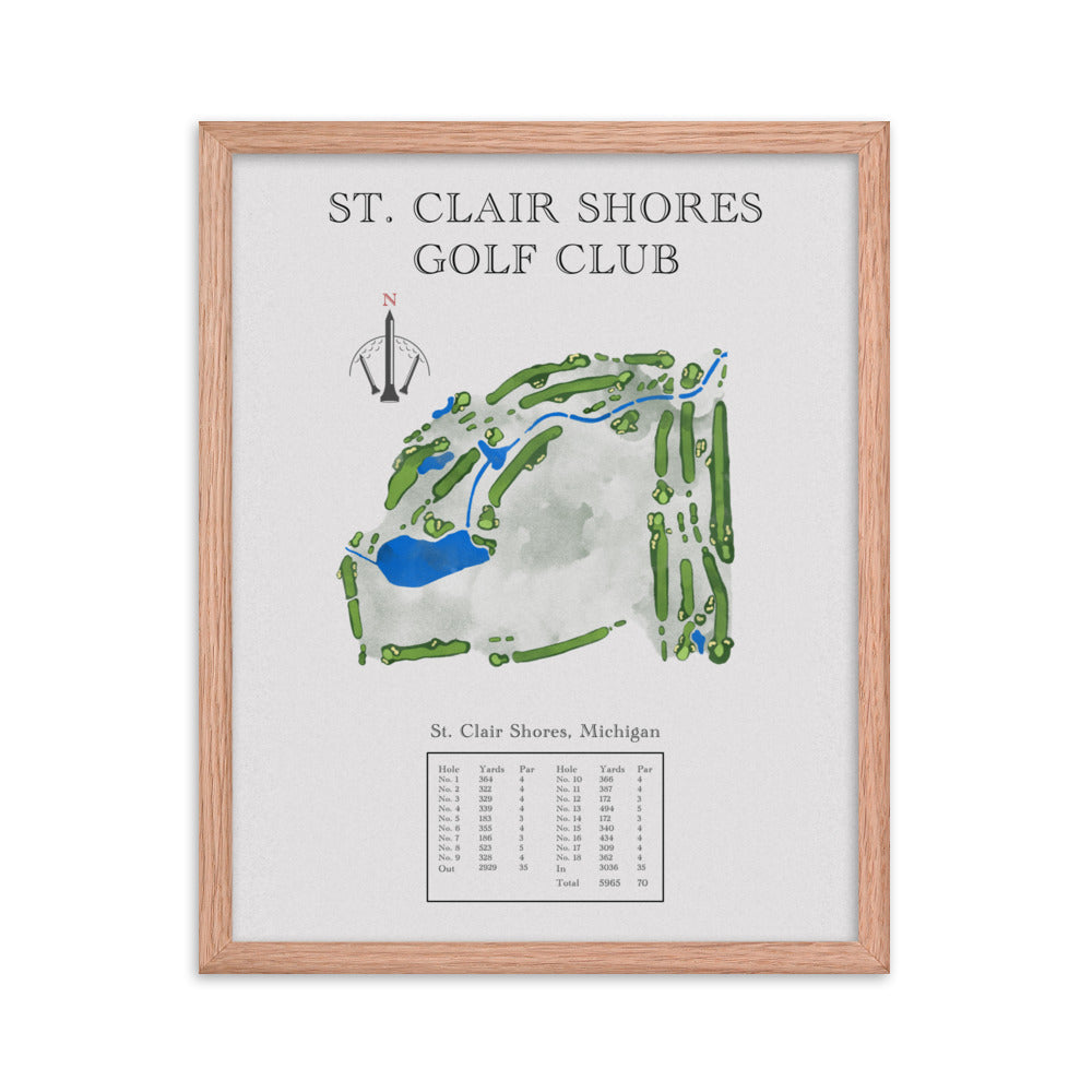 St. Clair Shores Golf Club, Michigan - Golf Course Print - PARZ ONLY GOLF PRINTS