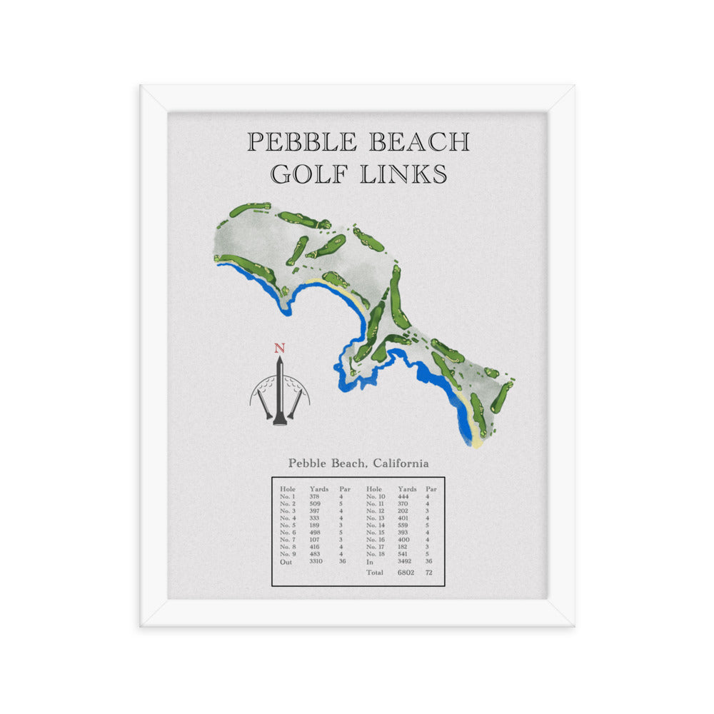 Pebble Beach Golf Links, California - Golf Course Print - PARZ ONLY GOLF PRINTS
