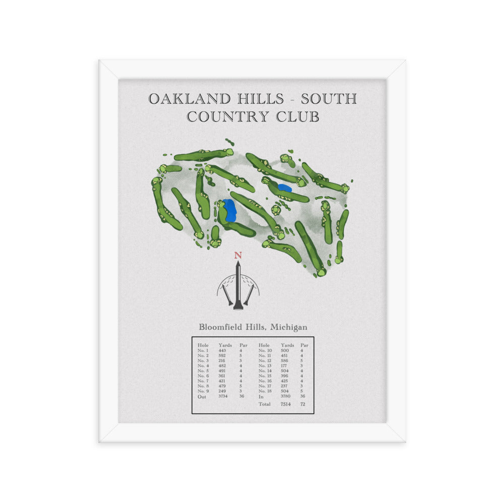 Oakland Hills South, Country Club, Michigan - Golf Course Print - PARZ ONLY GOLF PRINTS