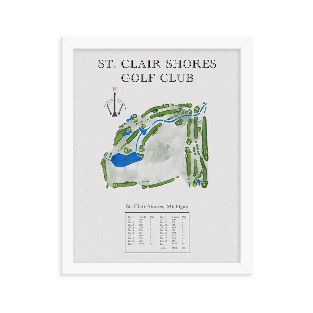 St. Clair Shores Golf Club, Michigan - Golf Course Print - PARZ ONLY GOLF PRINTS