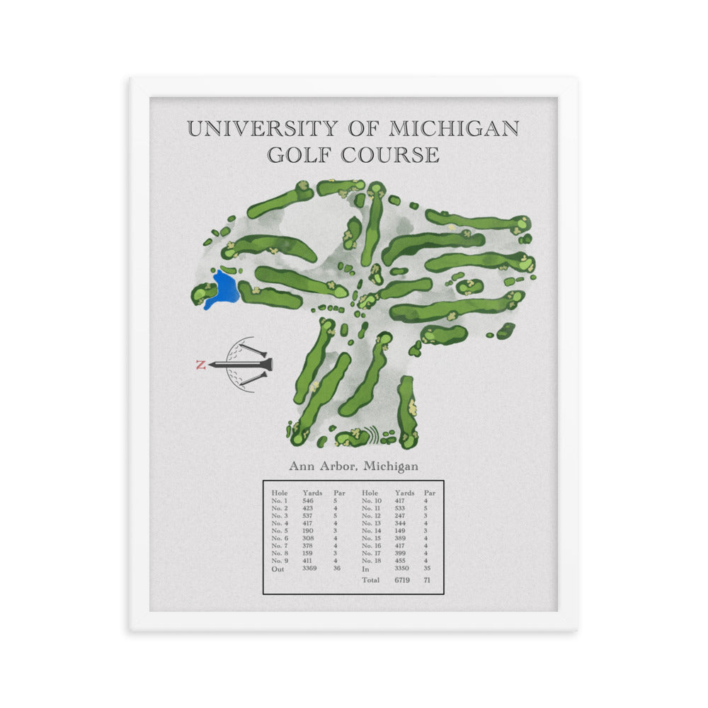 University of Michigan Golf Course, Michigan - Golf Course Print - PARZ ONLY GOLF PRINTS