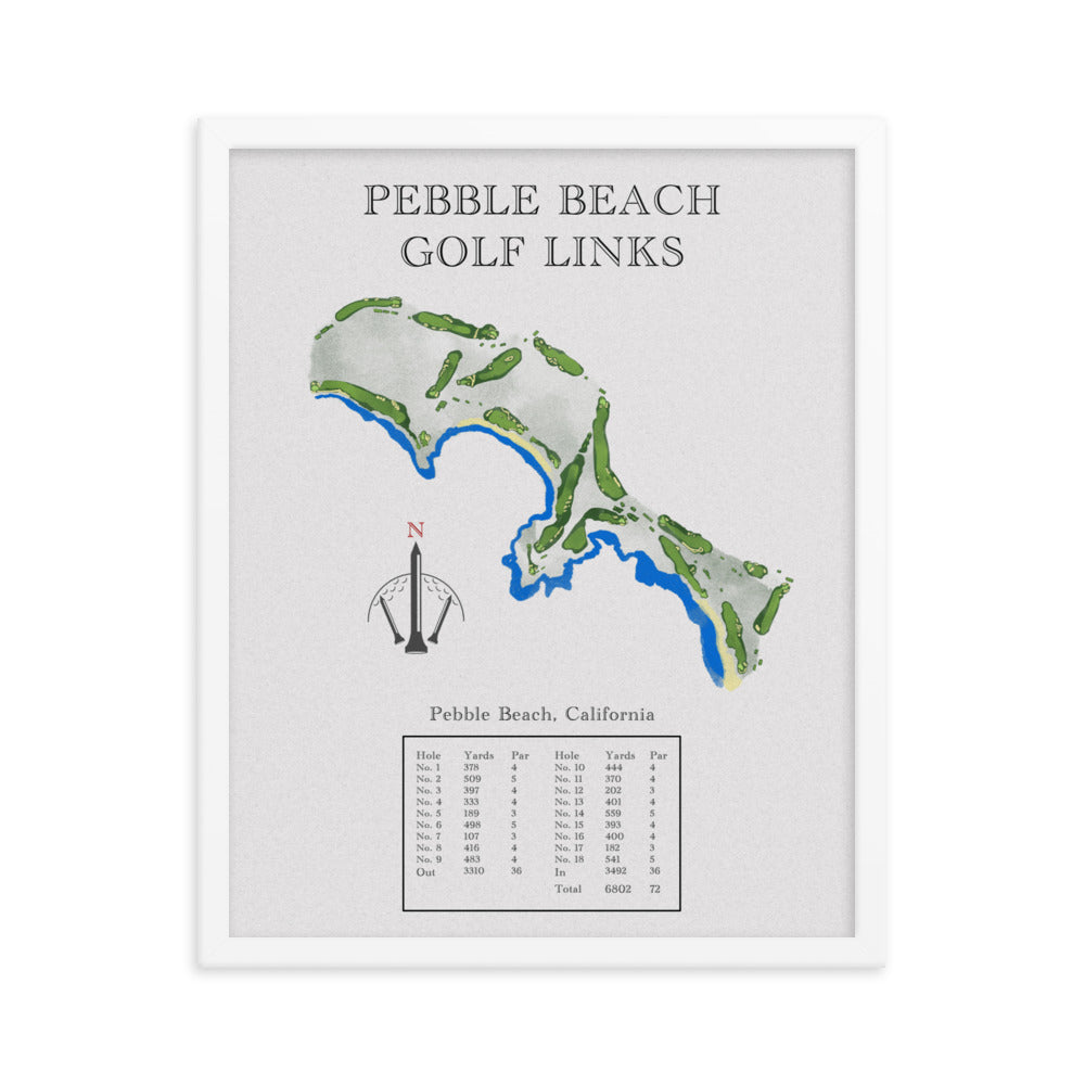 Pebble Beach Golf Links, California - Golf Course Print - PARZ ONLY GOLF PRINTS