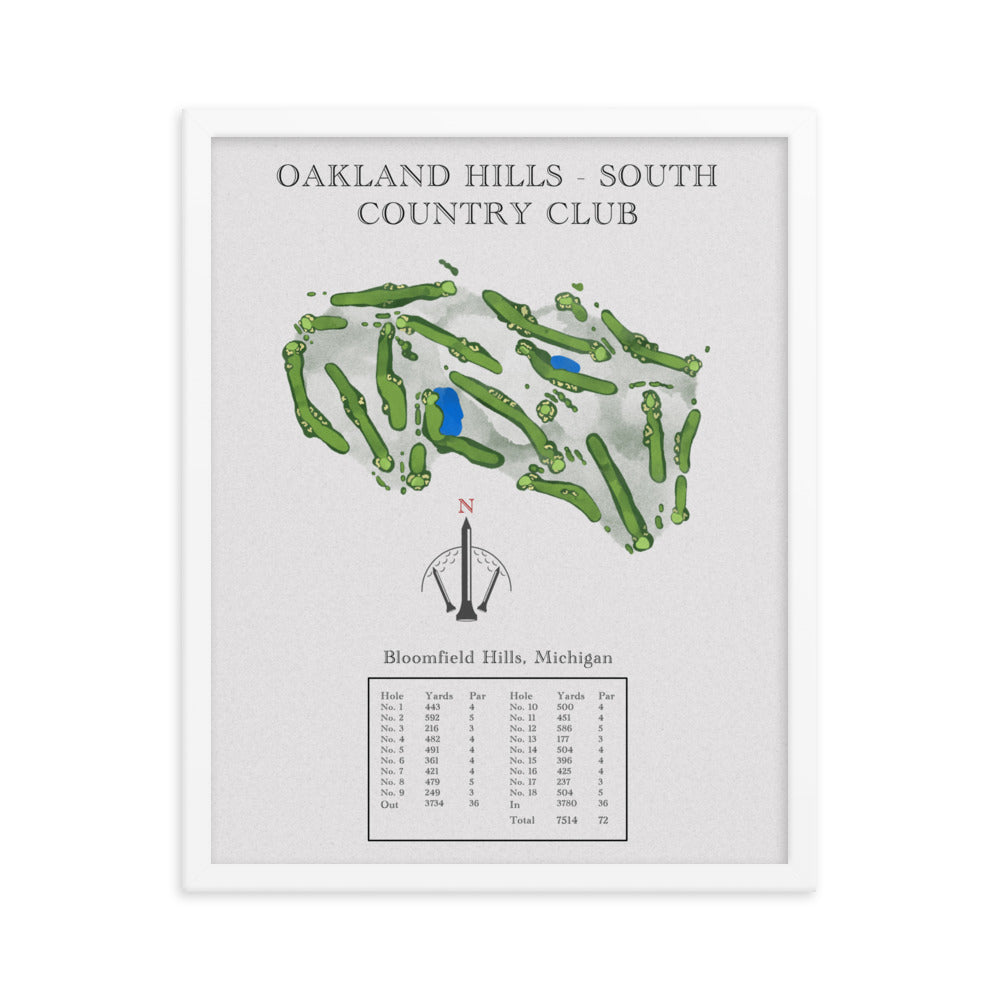 Oakland Hills South, Country Club, Michigan - Golf Course Print - PARZ ONLY GOLF PRINTS