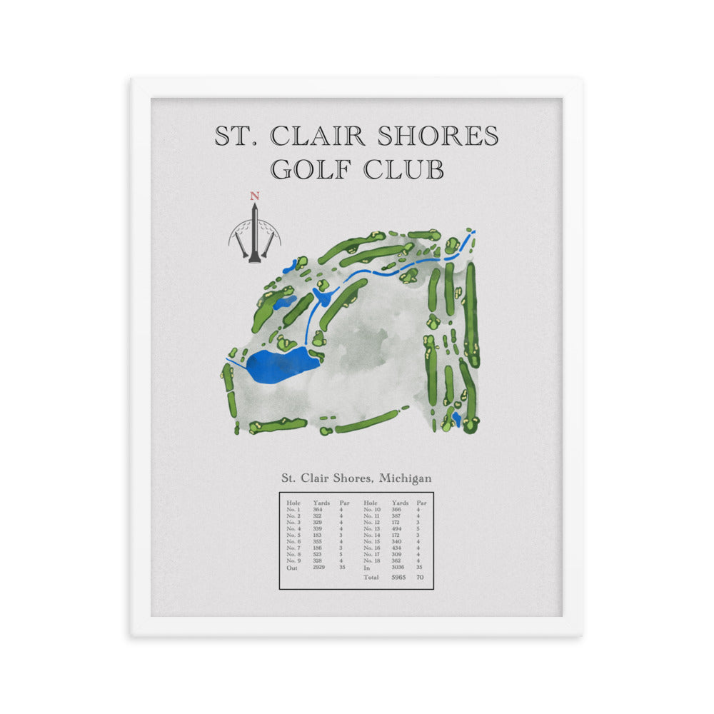 St. Clair Shores Golf Club, Michigan - Golf Course Print - PARZ ONLY GOLF PRINTS