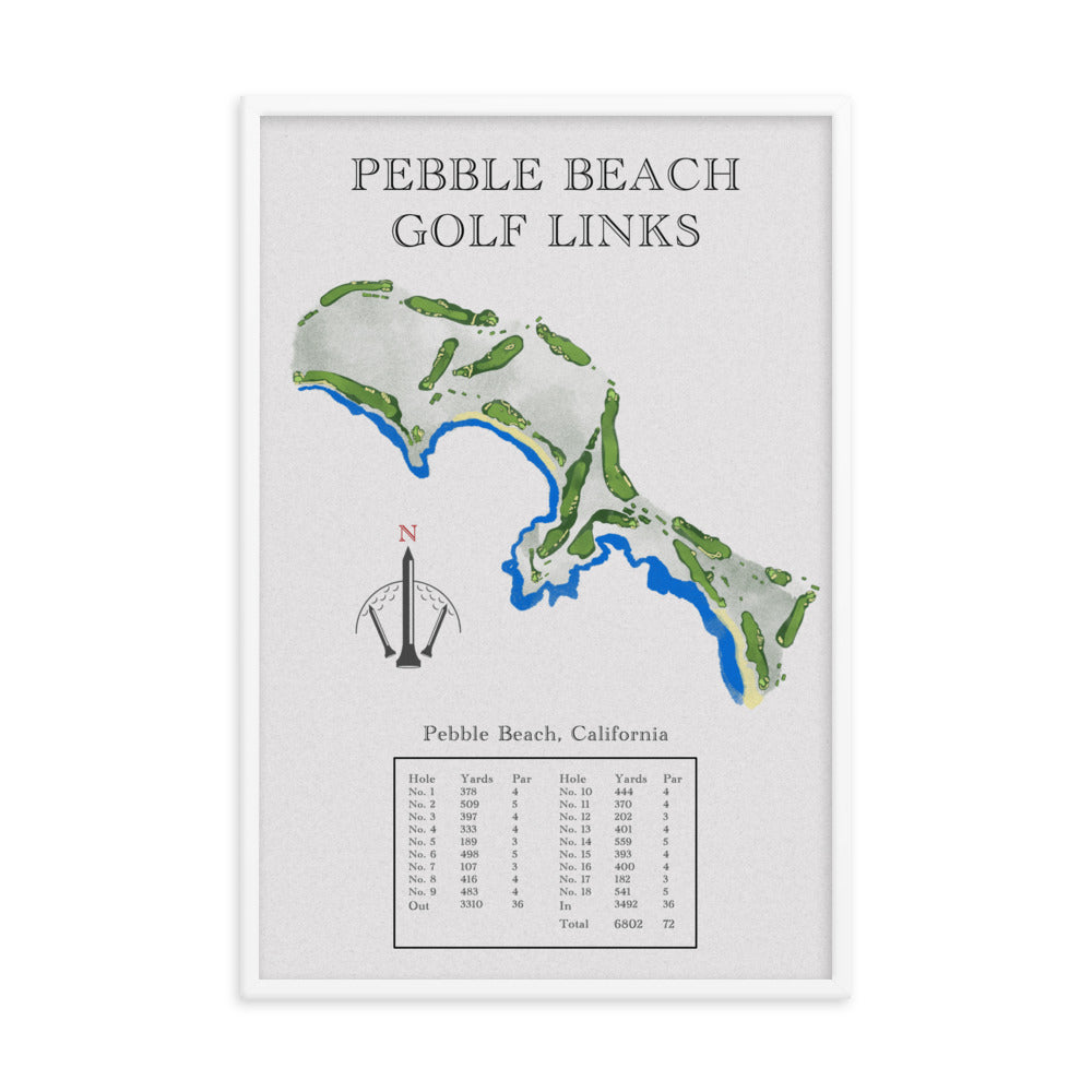 Pebble Beach Golf Links, California - Golf Course Print - PARZ ONLY GOLF PRINTS