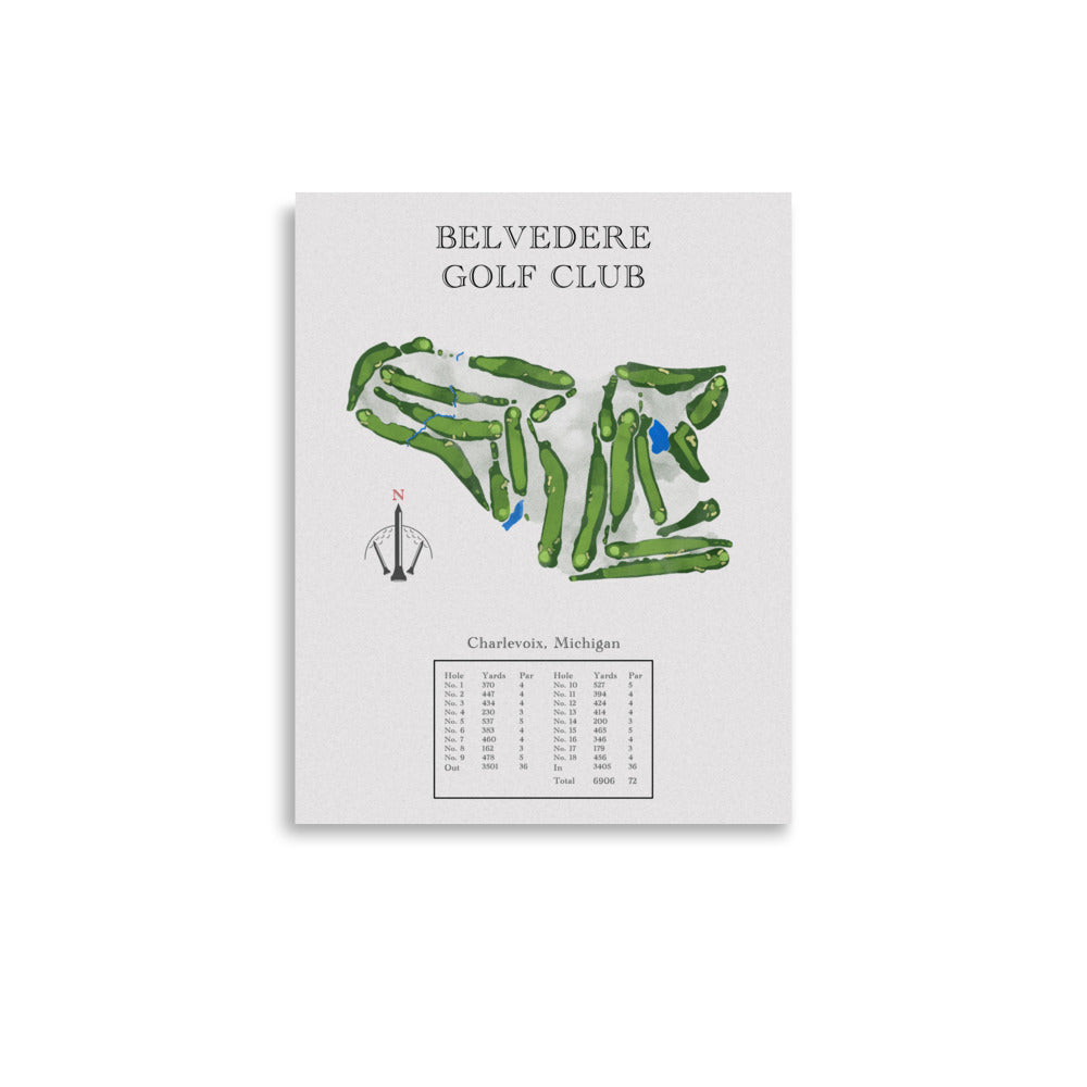 Belvedere Golf Club, Michigan - Golf Course Print - PARZ ONLY GOLF PRINTS