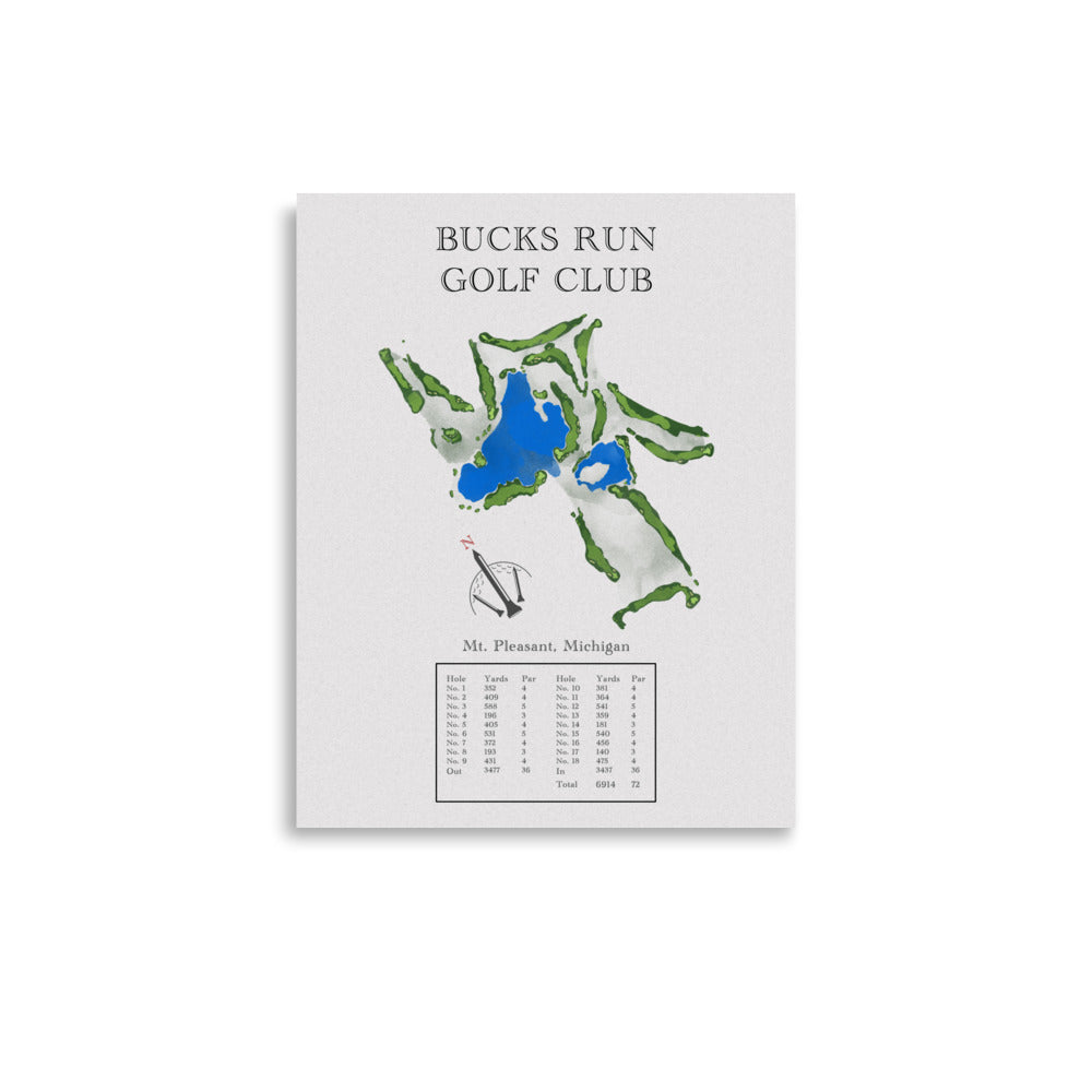 Bucks Run Golf Club, Michigan - Golf Course Print - PARZ ONLY GOLF PRINTS