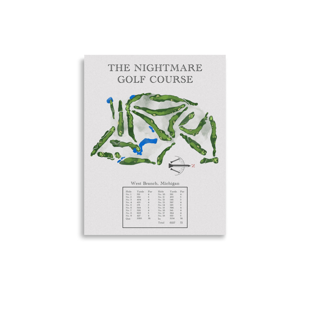 The Nightmare Golf Course, Michigan - Golf Course Print - PARZ ONLY GOLF PRINTS