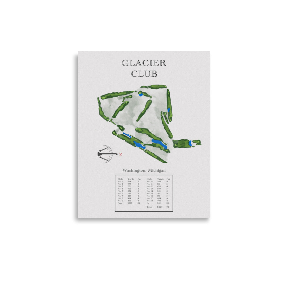 Glacier Club, Michigan - Golf Course Print - PARZ ONLY GOLF PRINTS