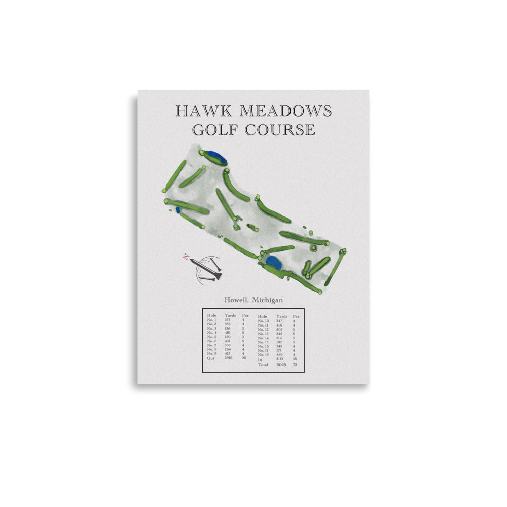 Hawk Meadows Golf Course, Michigan - Golf Course Print - PARZ ONLY GOLF PRINTS