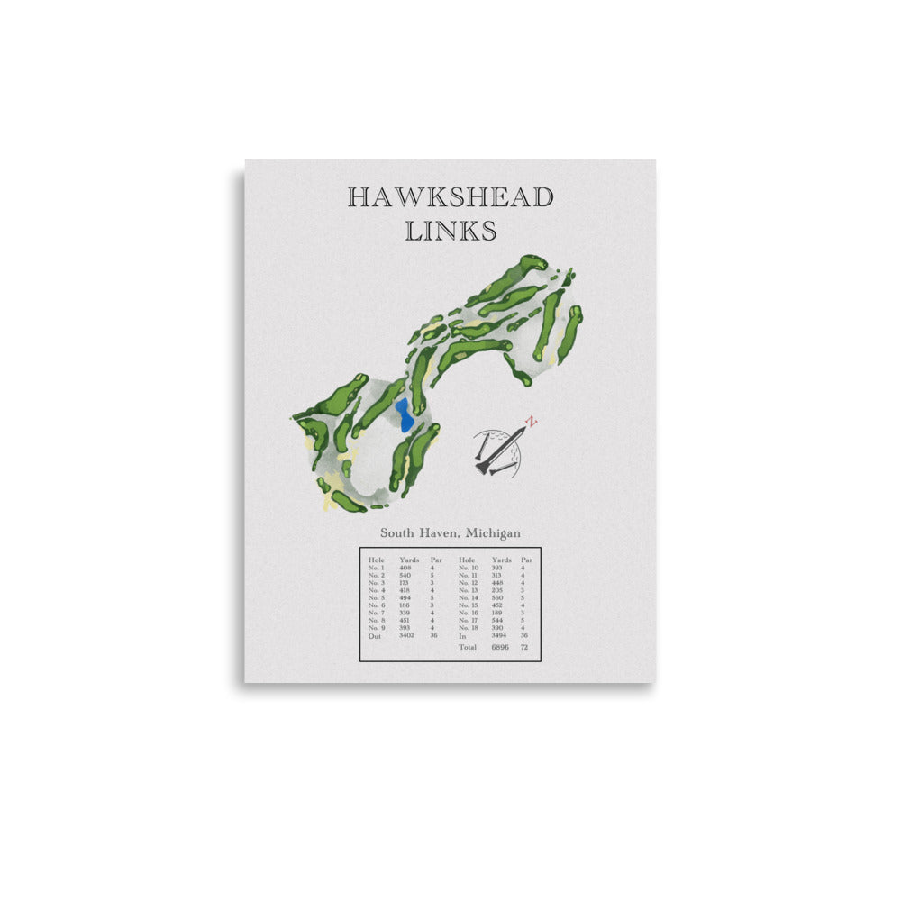 Hawkshead Links, Michigan - Golf Course Print - PARZ ONLY GOLF PRINTS