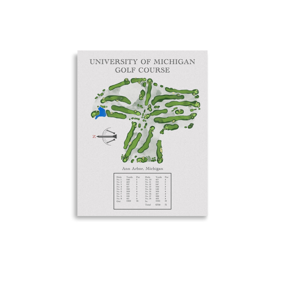 University of Michigan Golf Course, Michigan - Golf Course Print - PARZ ONLY GOLF PRINTS