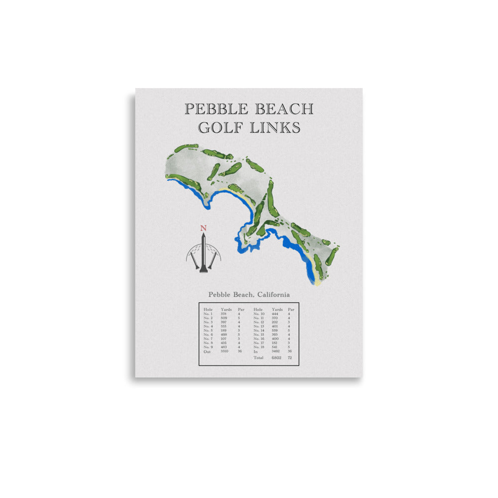 Pebble Beach Golf Links, California - Golf Course Print - PARZ ONLY GOLF PRINTS