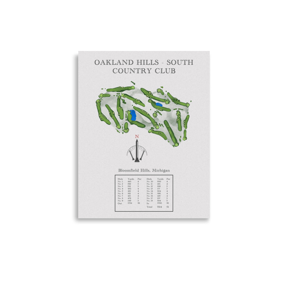Oakland Hills South, Country Club, Michigan - Golf Course Print - PARZ ONLY GOLF PRINTS