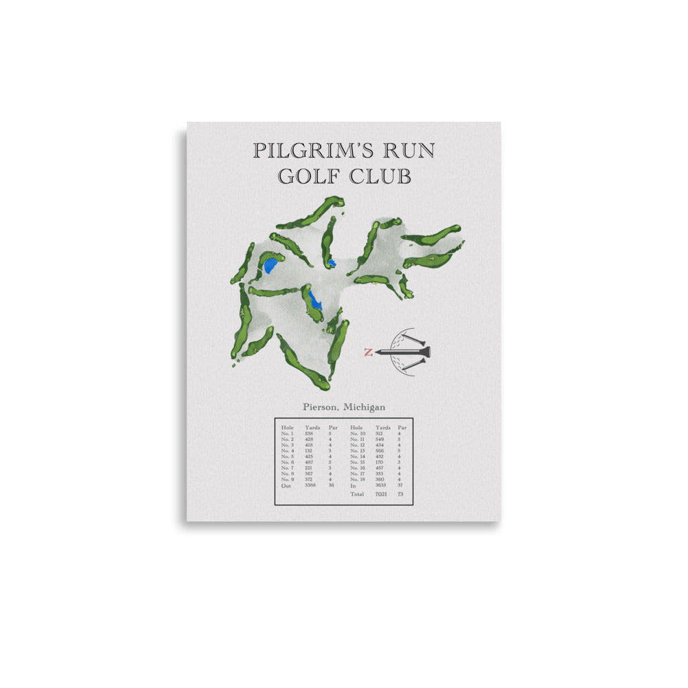 Pilgrim's Run Golf Club, Michigan - Golf Course Print - PARZ ONLY GOLF PRINTS