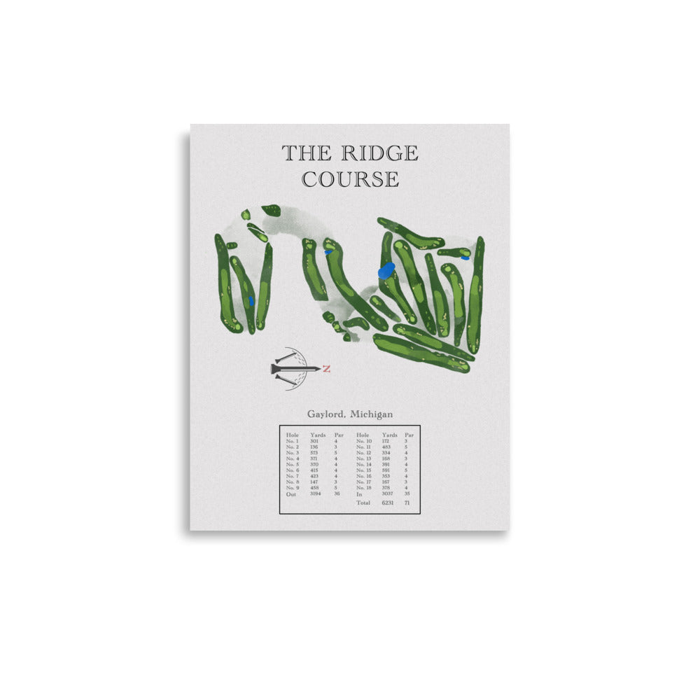 The Ridge Course, Michigan - Golf Course Print - PARZ ONLY GOLF PRINTS