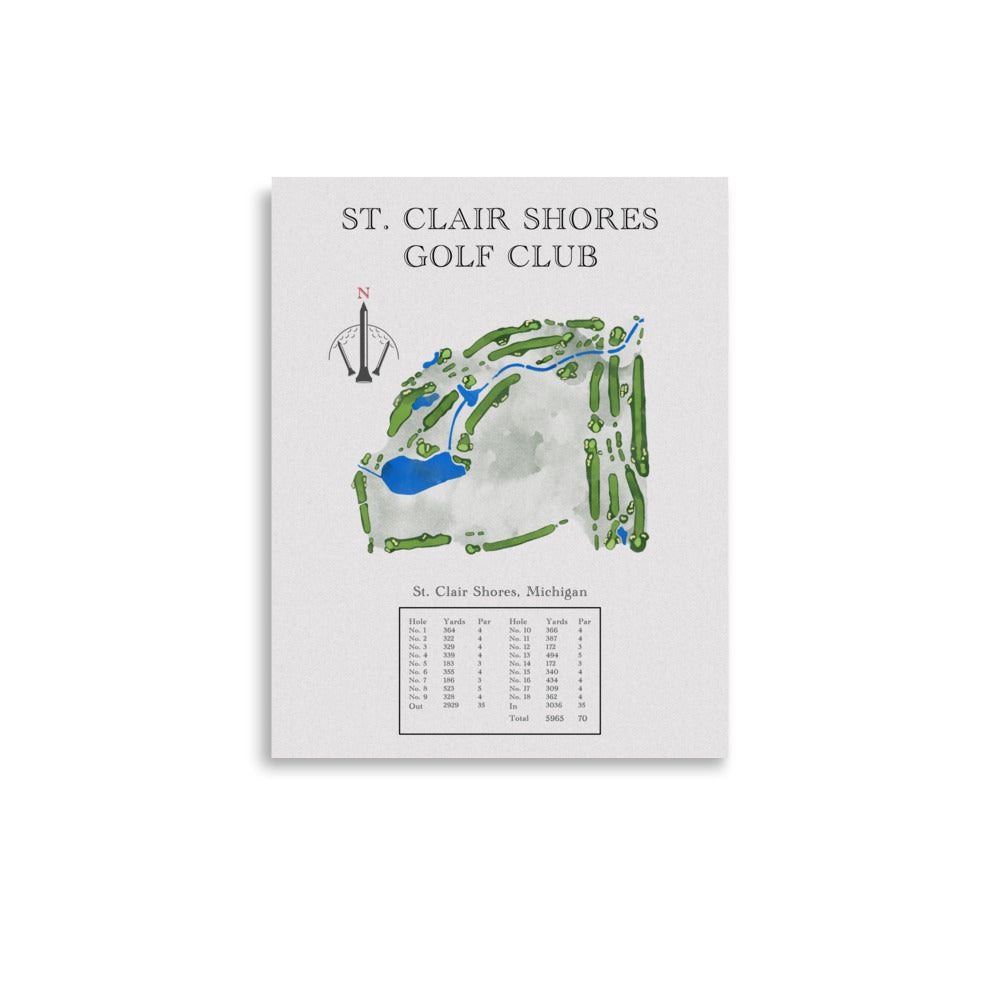St. Clair Shores Golf Club, Michigan - Golf Course Print - PARZ ONLY GOLF PRINTS