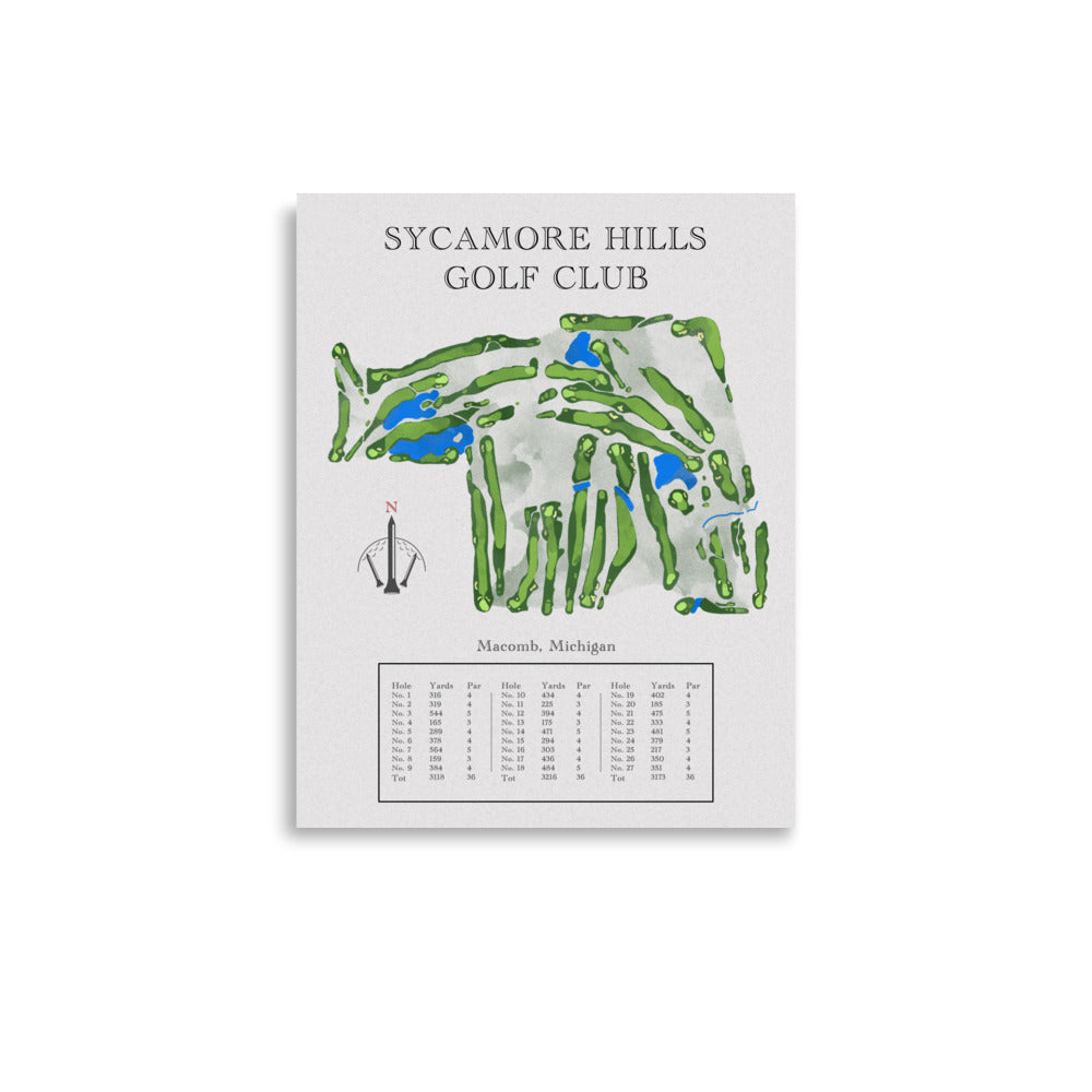 Sycamore Hills Golf Club, Michigan - Golf Course Print - PARZ ONLY GOLF PRINTS