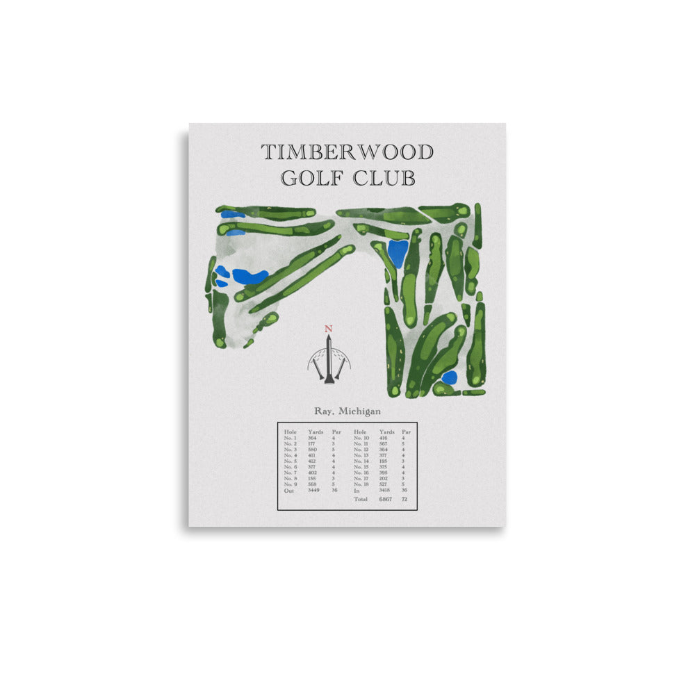 Timberwood Golf Club, Michigan - Golf Course Print - PARZ ONLY GOLF PRINTS
