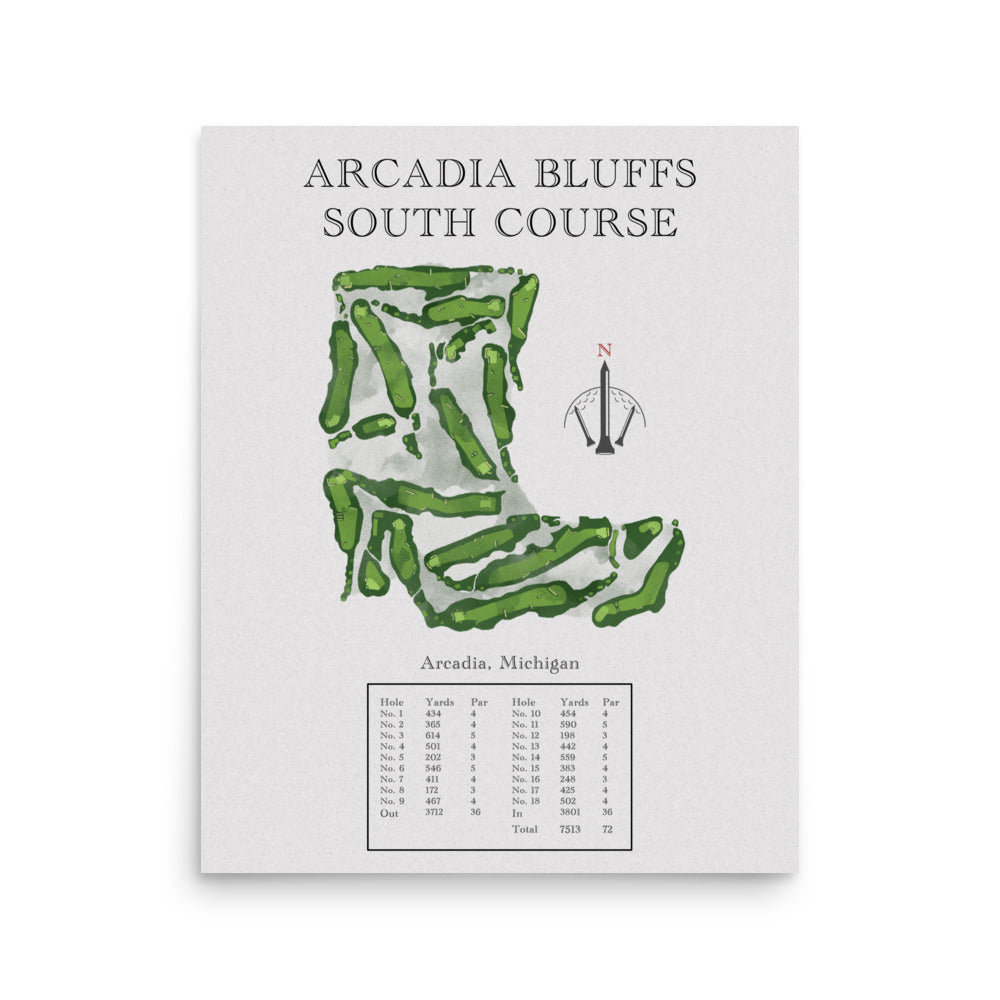 Arcadia Bluffs South Course, Michigan - Golf Course Print - PARZ ONLY GOLF PRINTS