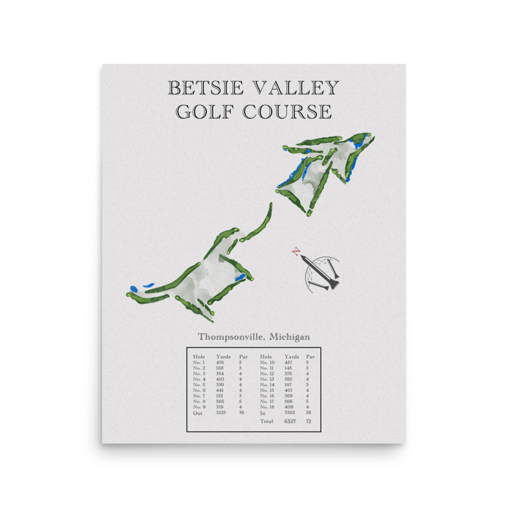 Betsie Valley Golf Course, Michigan - Golf Course Print - PARZ ONLY GOLF PRINTS