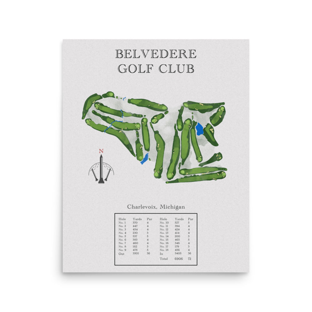 Belvedere Golf Club, Michigan - Golf Course Print - PARZ ONLY GOLF PRINTS