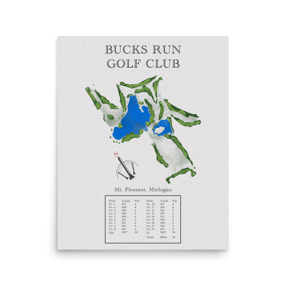 Bucks Run Golf Club, Michigan - Golf Course Print - PARZ ONLY GOLF PRINTS