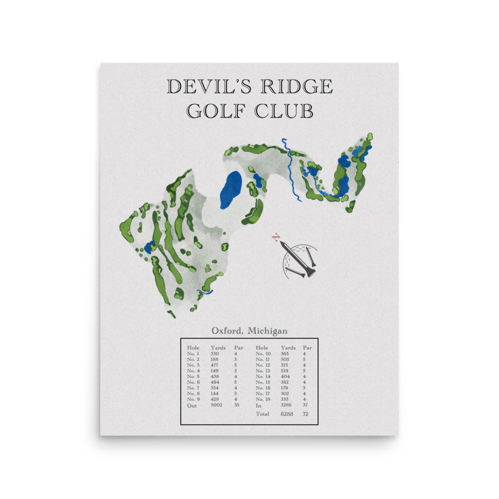 Devil's Ridge Golf Club, Michigan - Golf Course Print - PARZ ONLY GOLF PRINTS