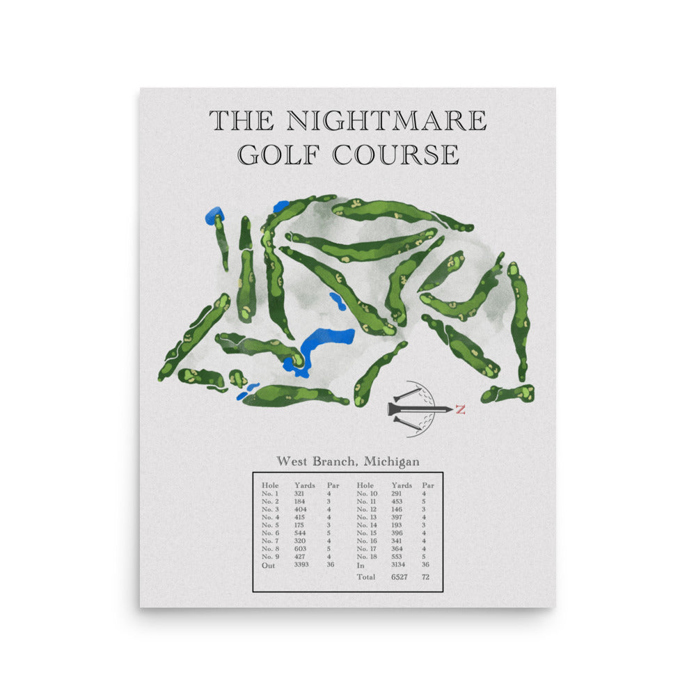 The Nightmare Golf Course, Michigan - Golf Course Print - PARZ ONLY GOLF PRINTS