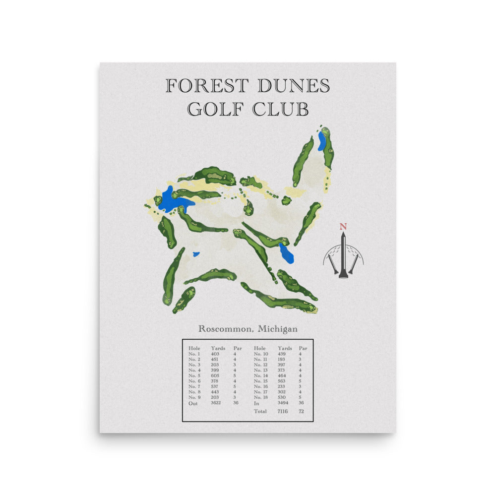 Forest Dunes Golf Club, Michigan - Golf Course Print - PARZ ONLY GOLF PRINTS