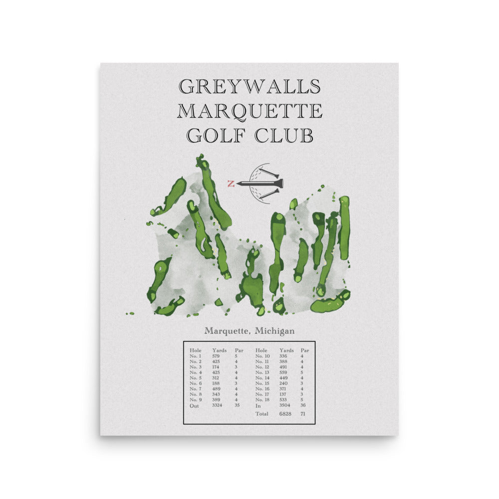 Greywalls Marquette Golf Club, Michigan - Golf Course Print - PARZ ONLY GOLF PRINTS