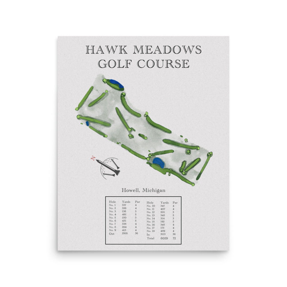 Hawk Meadows Golf Course, Michigan - Golf Course Print - PARZ ONLY GOLF PRINTS