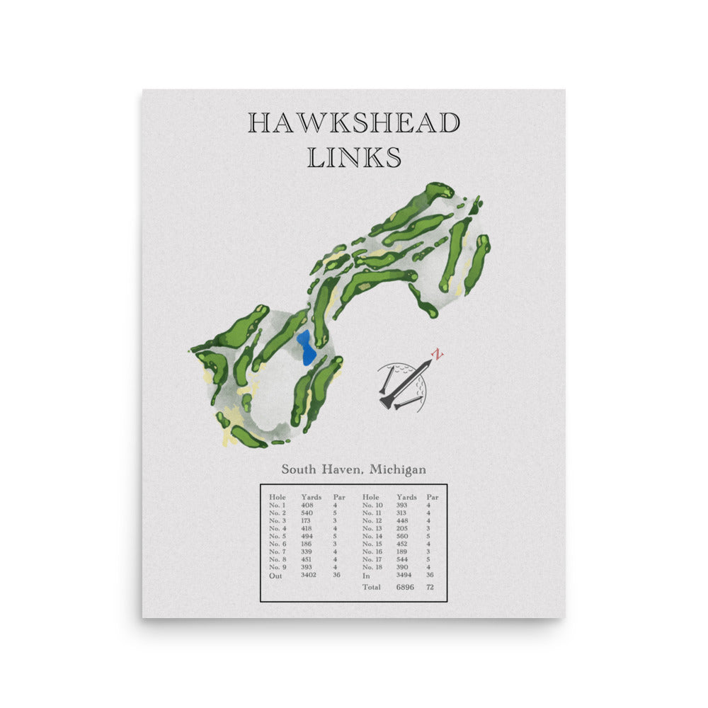 Hawkshead Links, Michigan - Golf Course Print - PARZ ONLY GOLF PRINTS