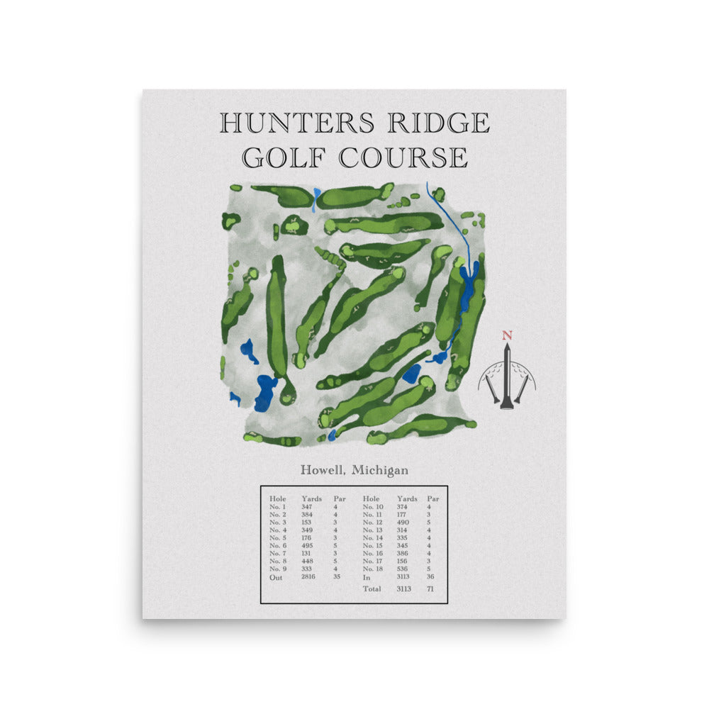 Hunters Ridge Golf Course, Michigan - Golf Course Print - PARZ ONLY GOLF PRINTS