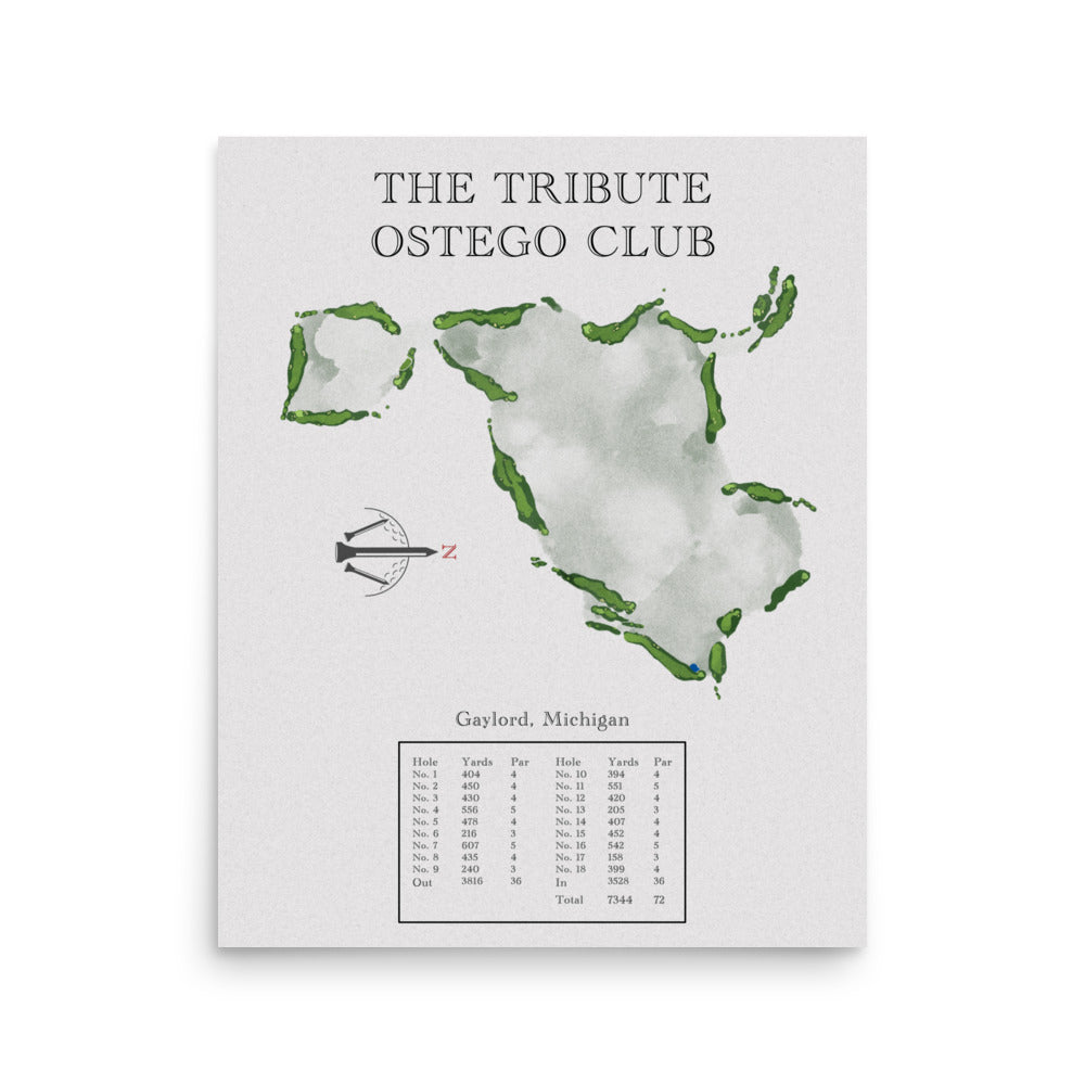 The Tribute Ostego Club, Michigan - Golf Course Print - PARZ ONLY GOLF PRINTS