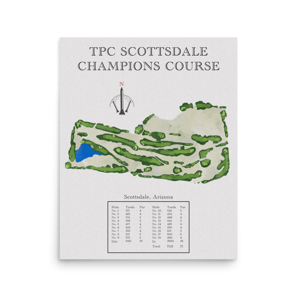 TPC Scottsdale Champions Course, Arizona - Golf Course Print - PARZ ONLY GOLF PRINTS