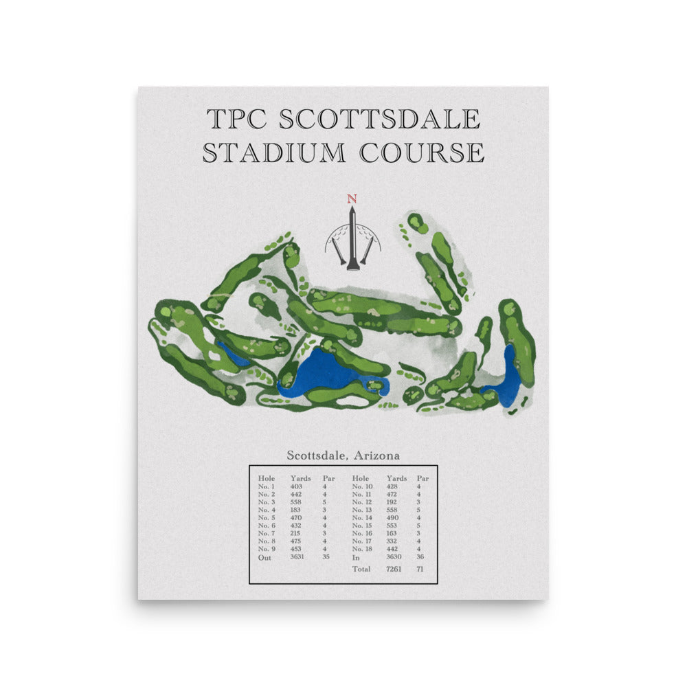 TPC Scottsdale Stadium Course, Arizona - Golf Course Print - PARZ ONLY GOLF PRINTS