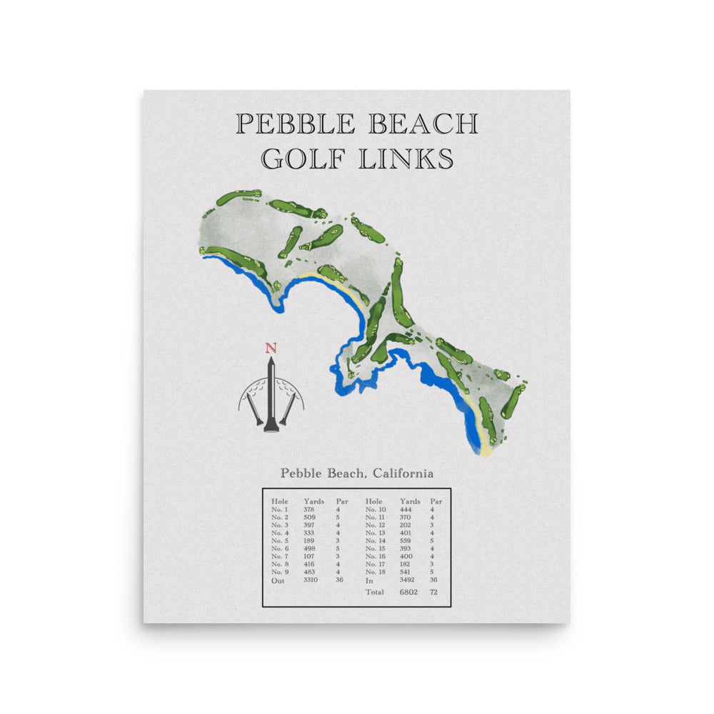Pebble Beach Golf Links, California - Golf Course Print - PARZ ONLY GOLF PRINTS